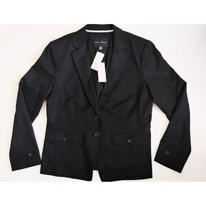 New Banana Republic Womens Blazer Size 10 Black Stretch Cotton Modal 2-Button